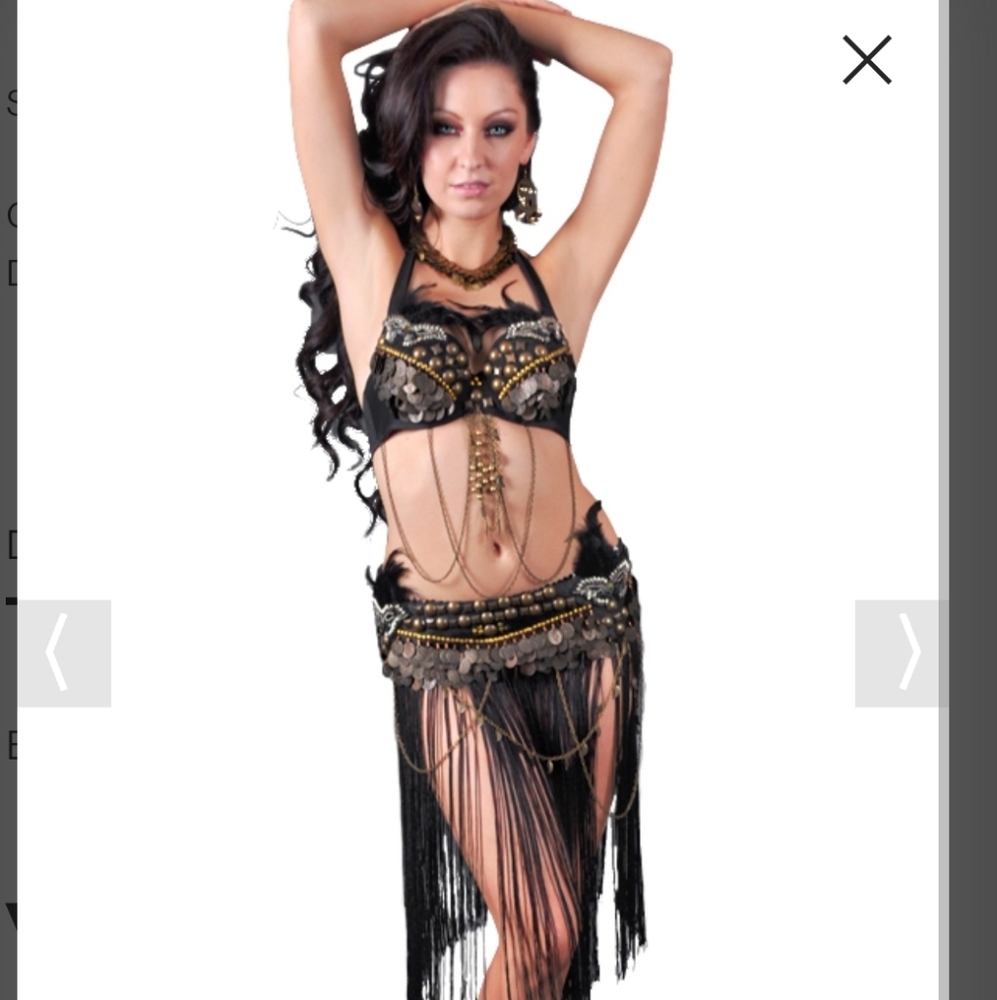 NWT, Women's S/M, Black & Gold, Masquerade Coin Belly dancing Costume